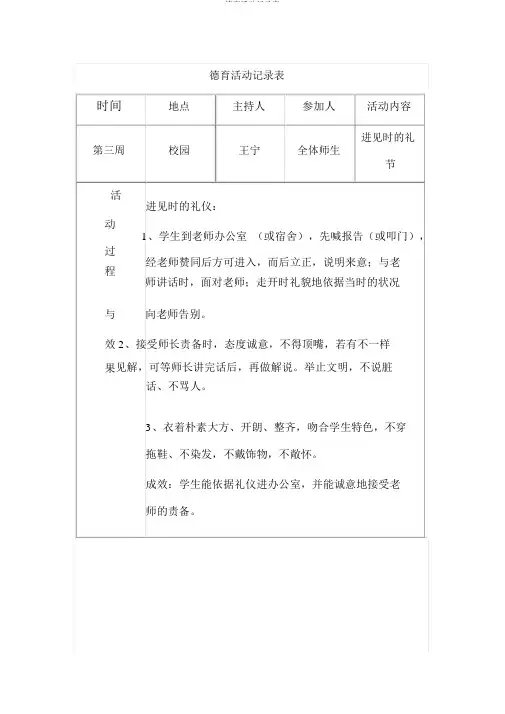 德育活动记录表