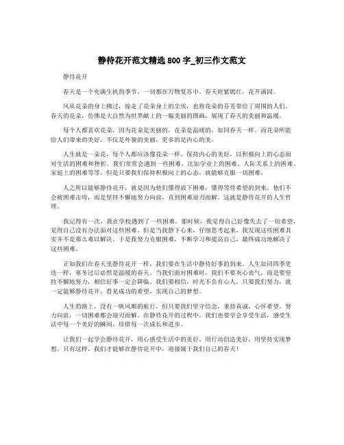 静待花开范文精选800字_初三作文范文