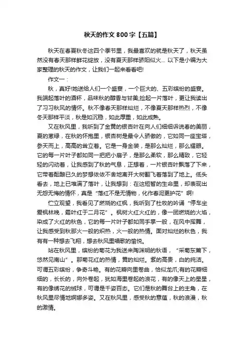 秋天的作文800字【五篇】