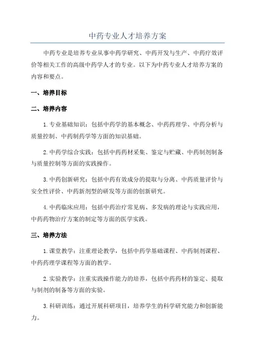 中药专业人才培养方案