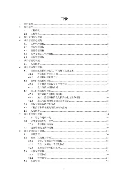 项目实施规划大纲