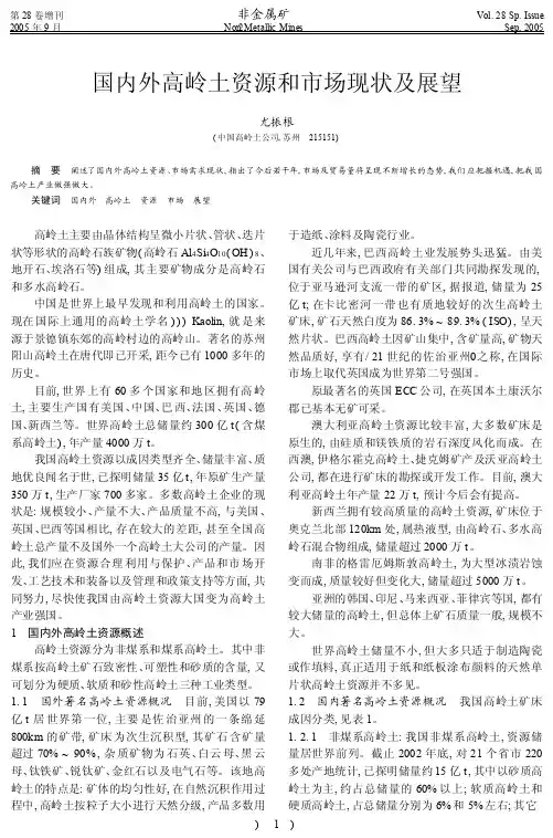 国内外高岭土资源和市场现状及展望_尤振根