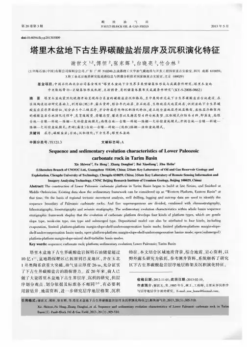 塔里木盆地下古生界碳酸盐岩层序及沉积演化特征