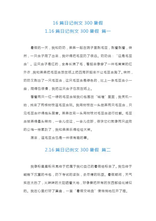16篇日记例文300暑假