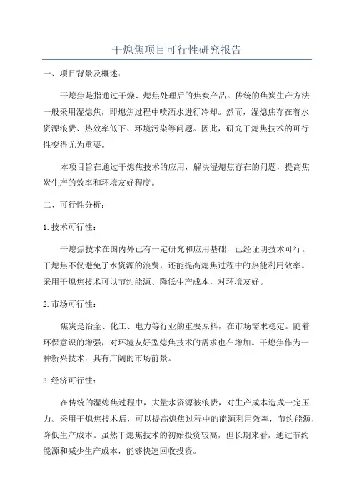 干熄焦项目可行性研究报告