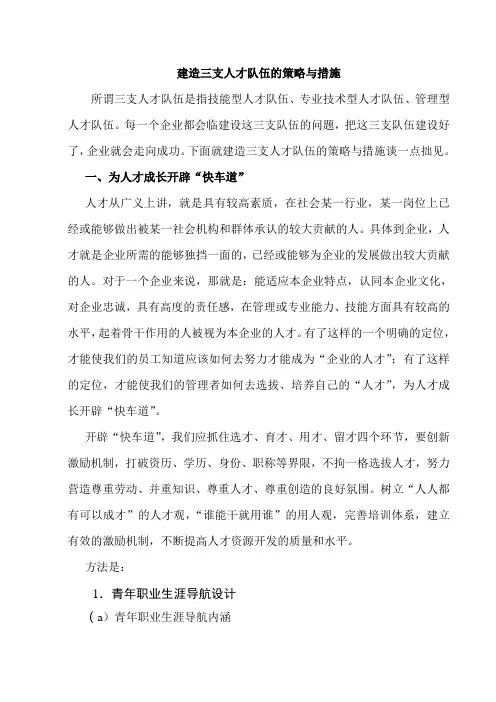 建造三支人才队伍的策略与措施