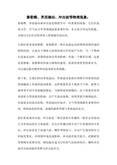 泰勒锥、界面湍动、冲击波等物理现象;