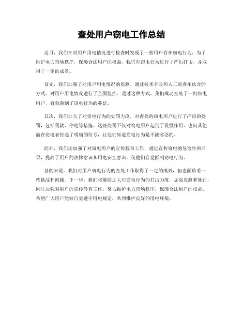 查处用户窃电工作总结