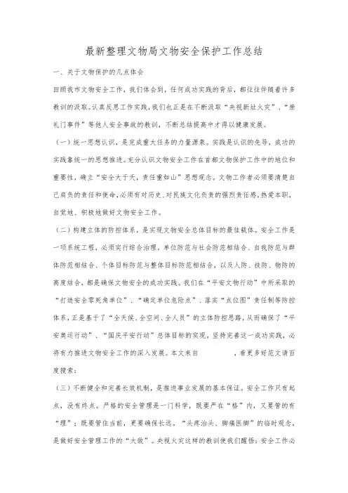 最新整理文物局文物安全保护工作总结.docx