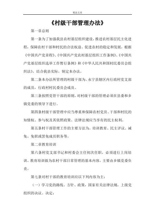 《村级干部管理办法》