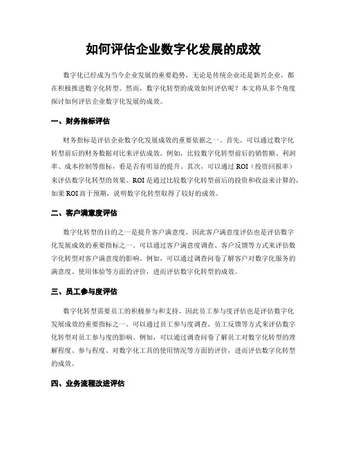 如何评估企业数字化发展的成效