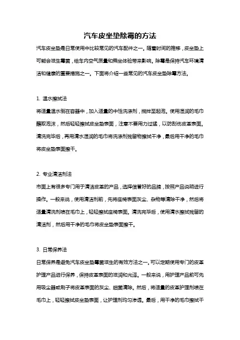 汽车皮坐垫除霉的方法