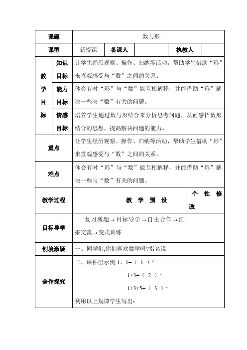 人教版小学数学六年级上册《8数学广角——数与形》公开课导学案_1