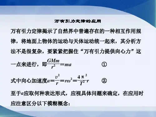 新教科版高中物理必修二3《万有引力定律的应用》专题课件(共10张PPT)