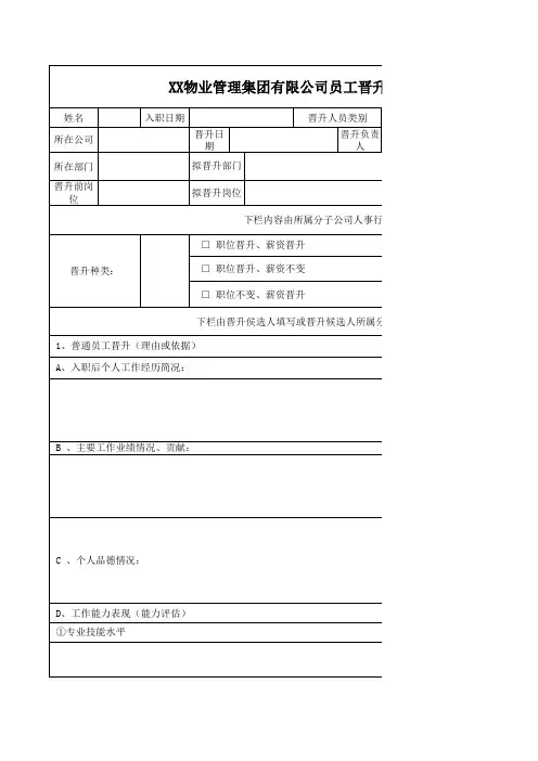 工资晋升表格模板
