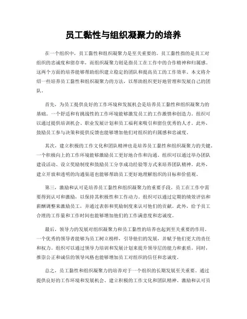 员工黏性与组织凝聚力的培养
