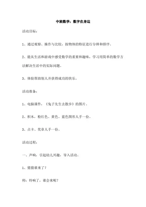 中班数学 数字在身边