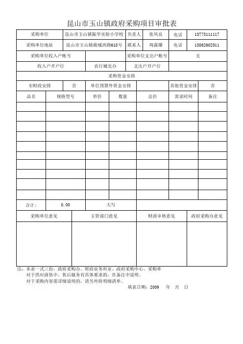 政府采购申请表