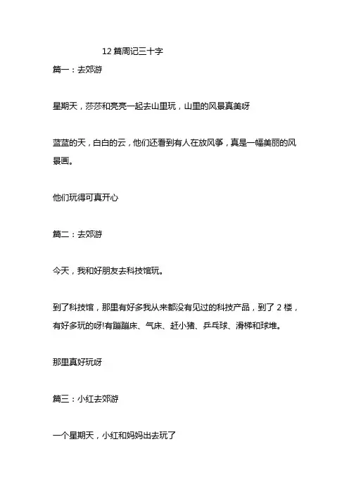 12篇周记三十字