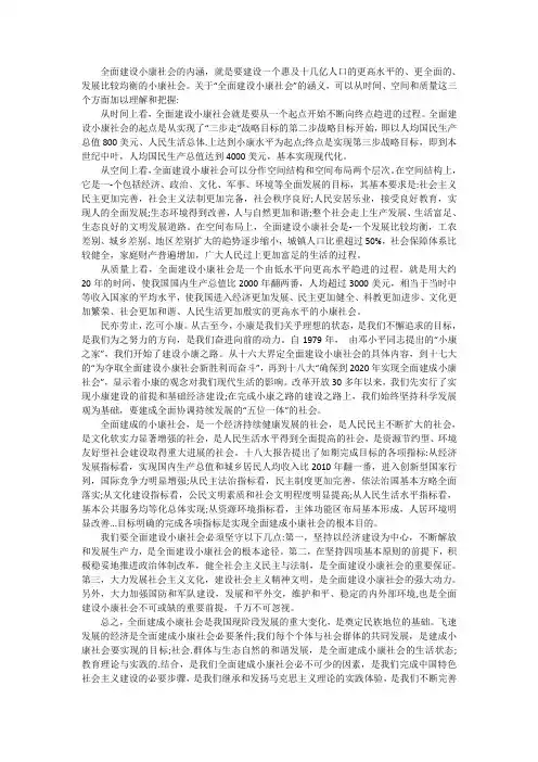 全面建设小康社会