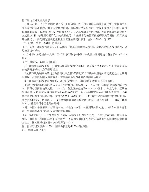 篮球场地尺寸说明及图示