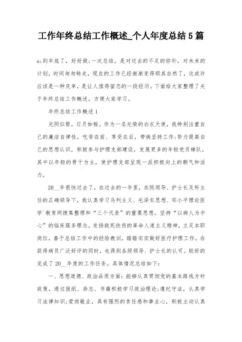 工作年终总结工作概述_个人年度总结5篇