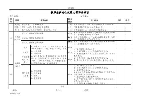 岗位技能比赛评分标准(定稿)