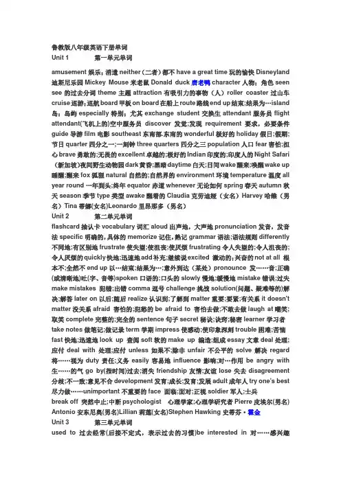 鲁教版八年级英语下册单词