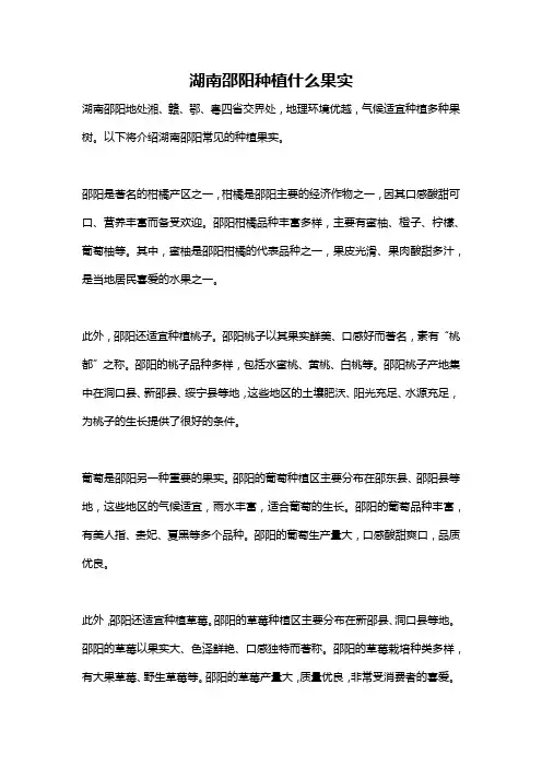 湖南邵阳种植什么果实