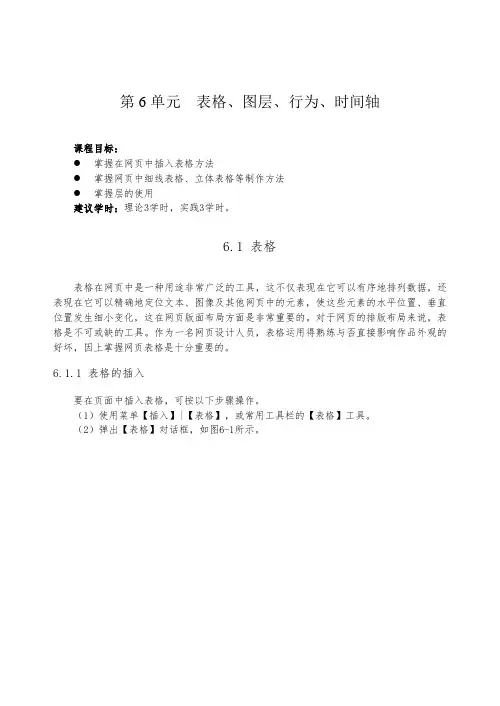 网页制作第6单元-表格、图层、行为、时间轴
