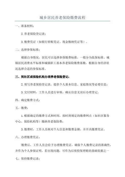 城乡居民养老保险缴费流程