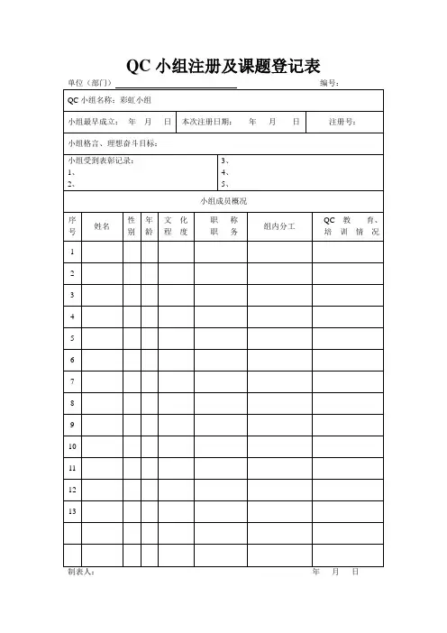 QC小组活动表格
