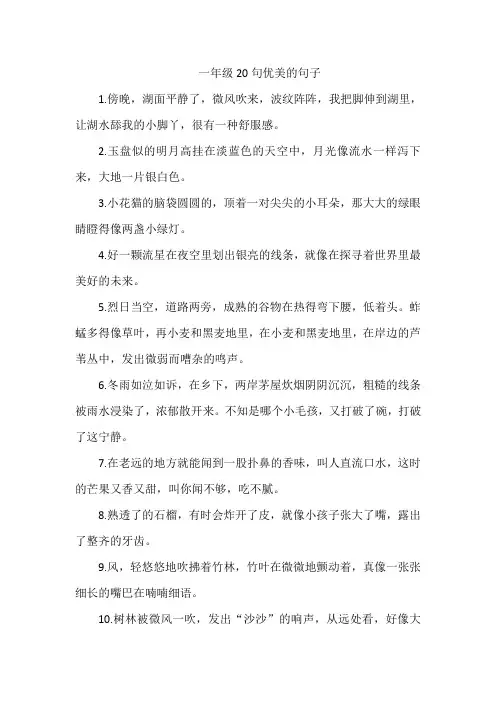 一年级20句优美的句子