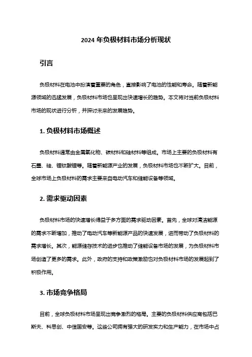 2024年负极材料市场分析现状