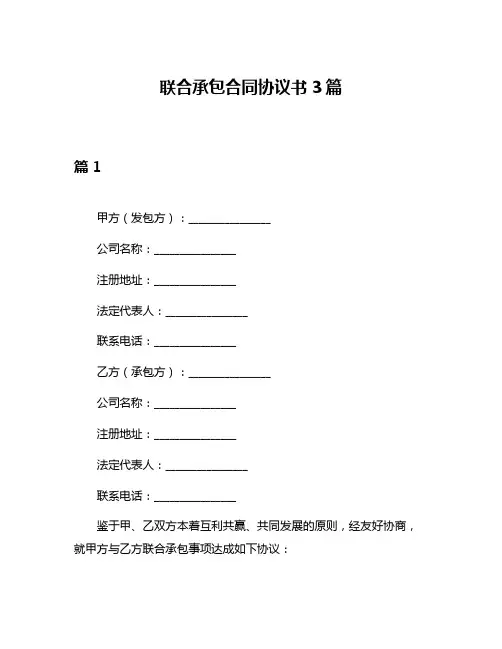 联合承包合同协议书3篇
