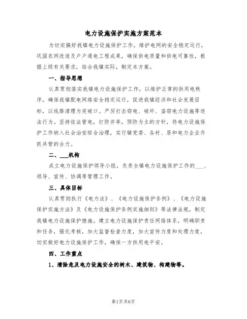 电力设施保护实施方案范本（二篇）