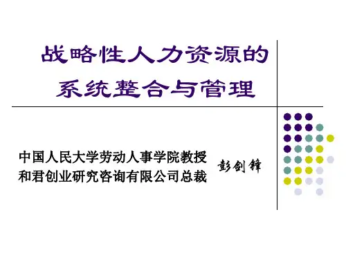 人民大学——战略性人力资源的系统整合与管理(PPT 119页)