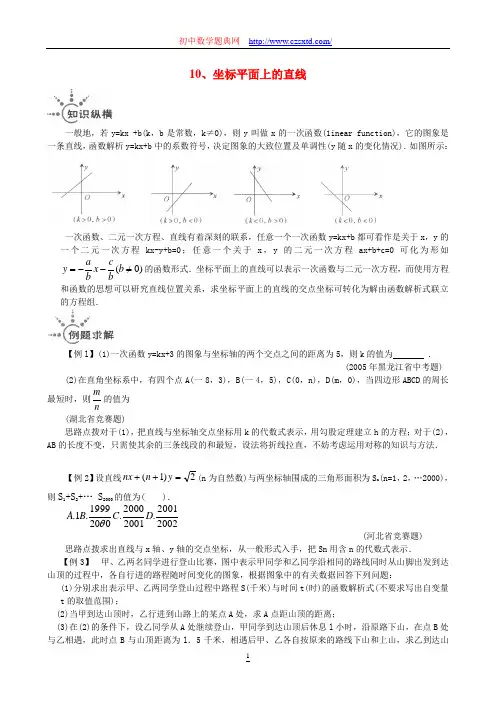10、坐标平面上的直线-培优 数学张老师