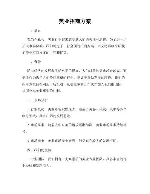 美业招商方案