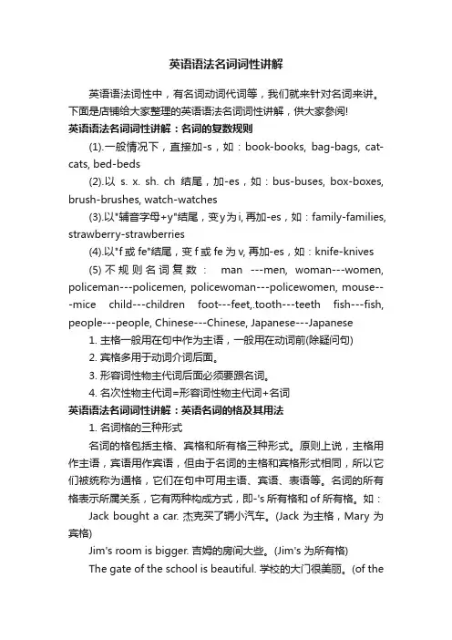 英语语法名词词性讲解