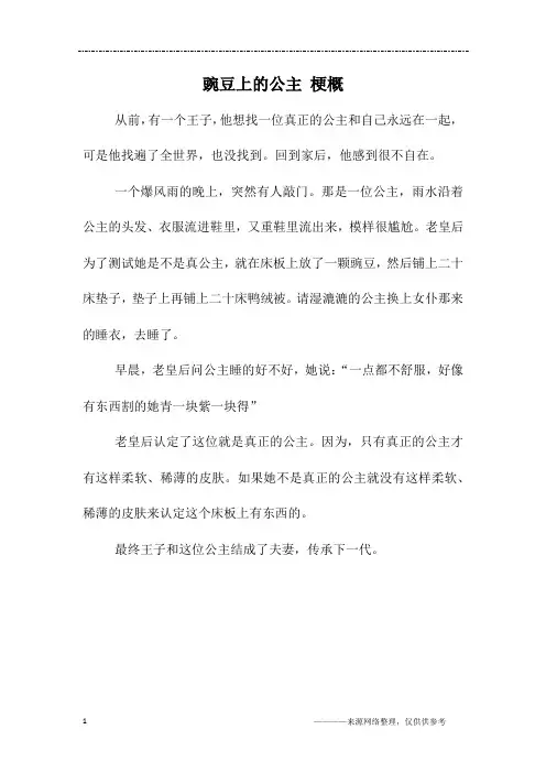豌豆上的公主 梗概