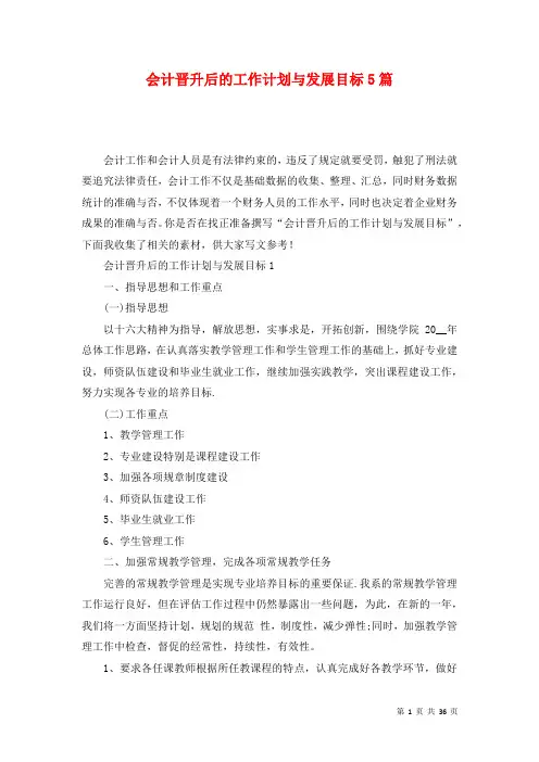 会计晋升后的工作计划与发展目标5篇