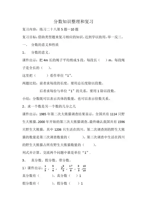 分数知识整理和复习
