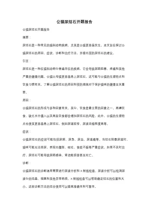 公猫尿结石开题报告