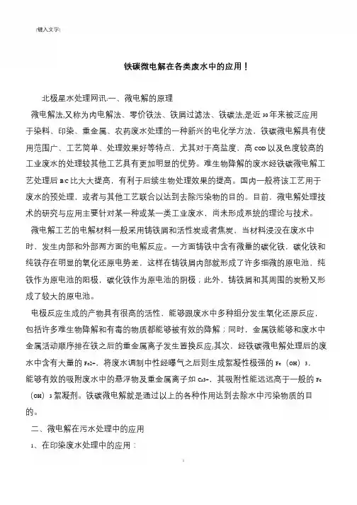 【推荐下载】铁碳微电解在各类废水中的应用!