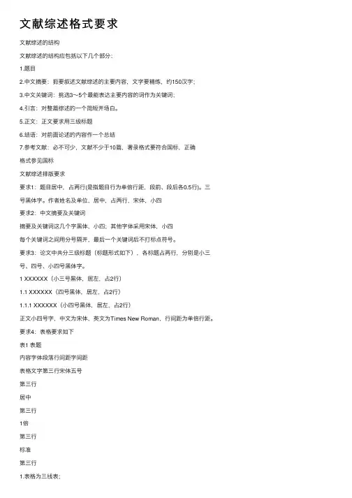 文献综述格式要求