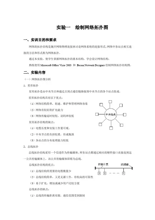 实验一 绘制网络拓扑图.