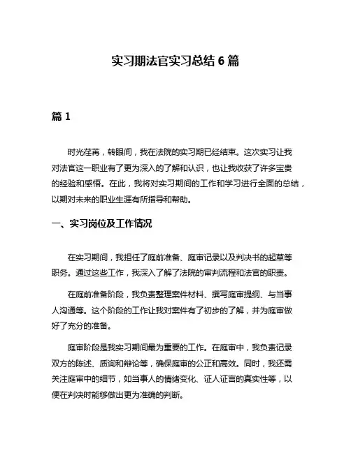 实习期法官实习总结6篇
