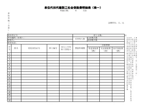 单位代扣代缴职工社会保险费明细表