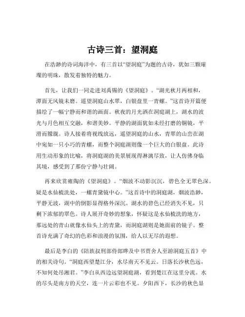 古诗三首：望洞庭